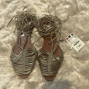 Zara sandals gold 39